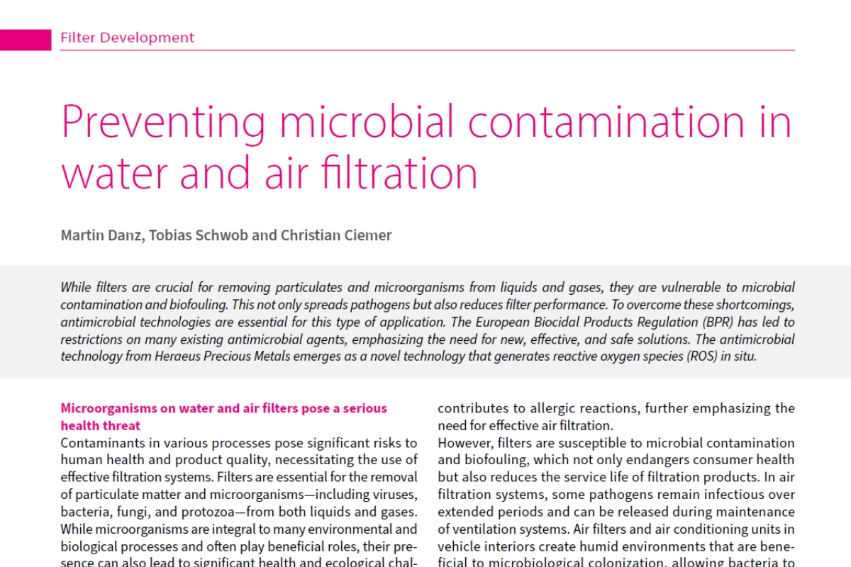 Preventing microbial contamination in water and air filtration
