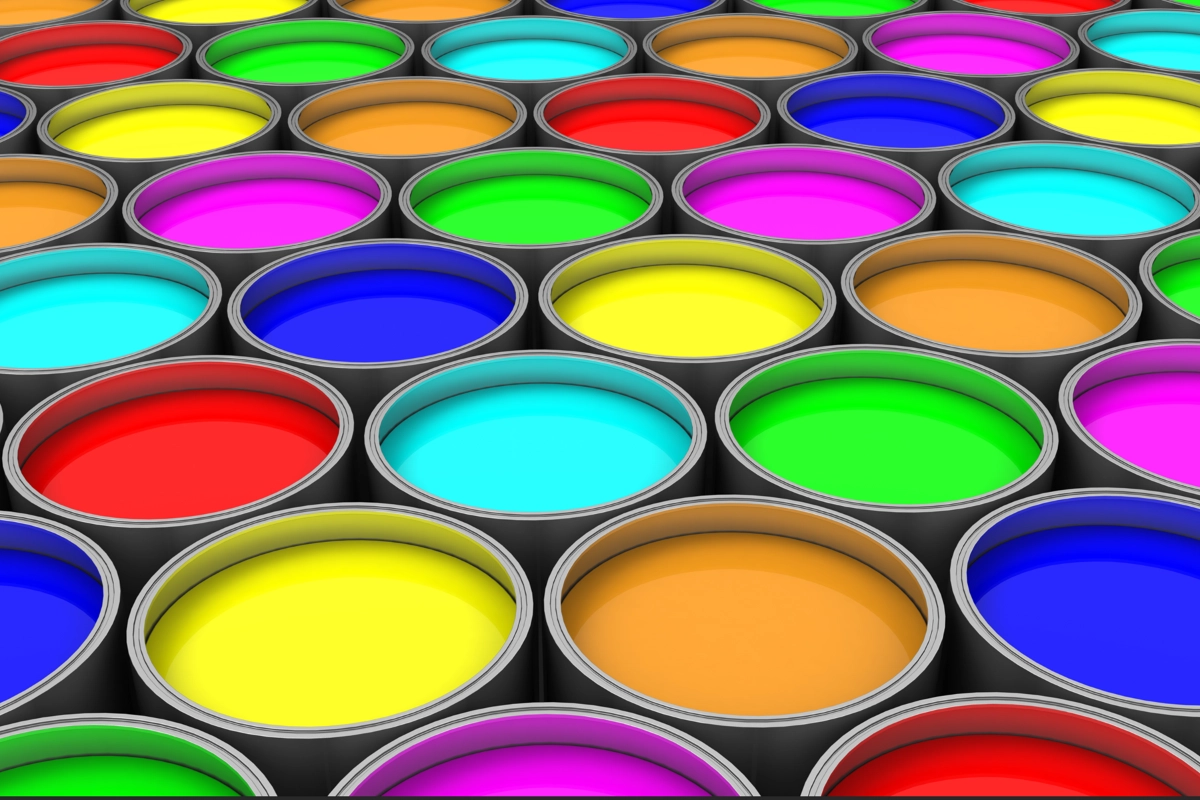 Colorful paint cans