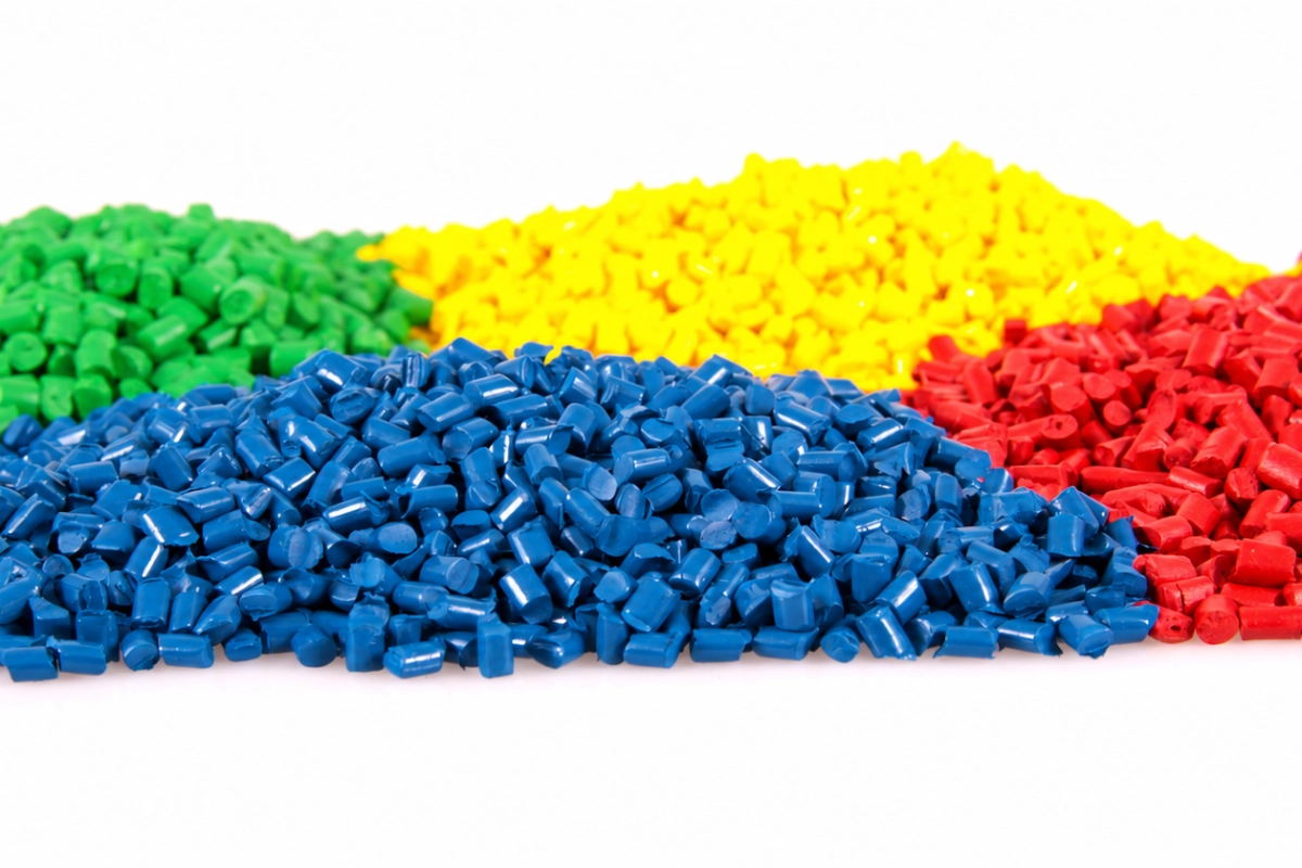 Multicolored plastic granules