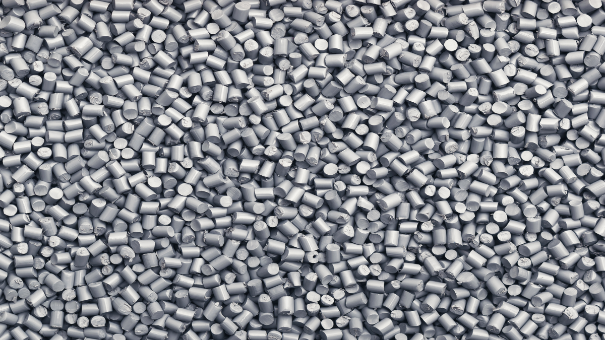 Gray plastic pellets