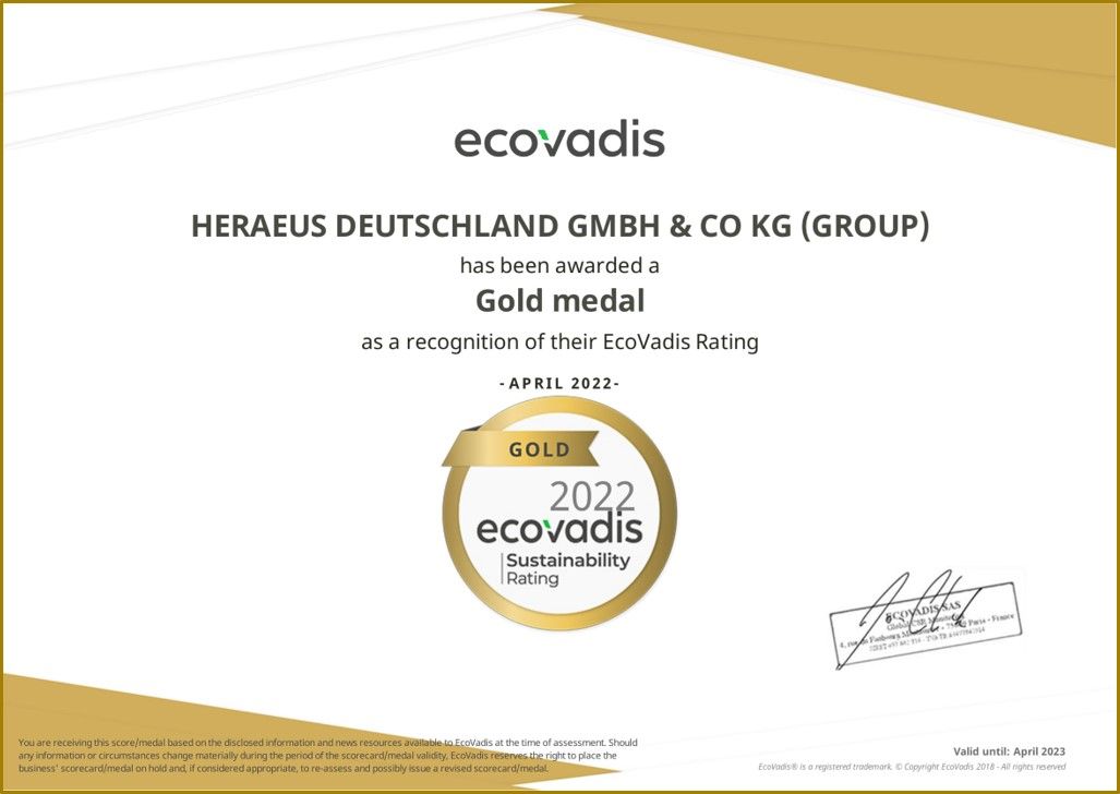 ecovadis Rating Certificate