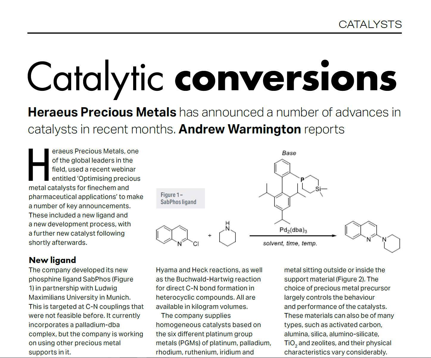 Specialty Chemicals Magazine: Catalytic Conversions