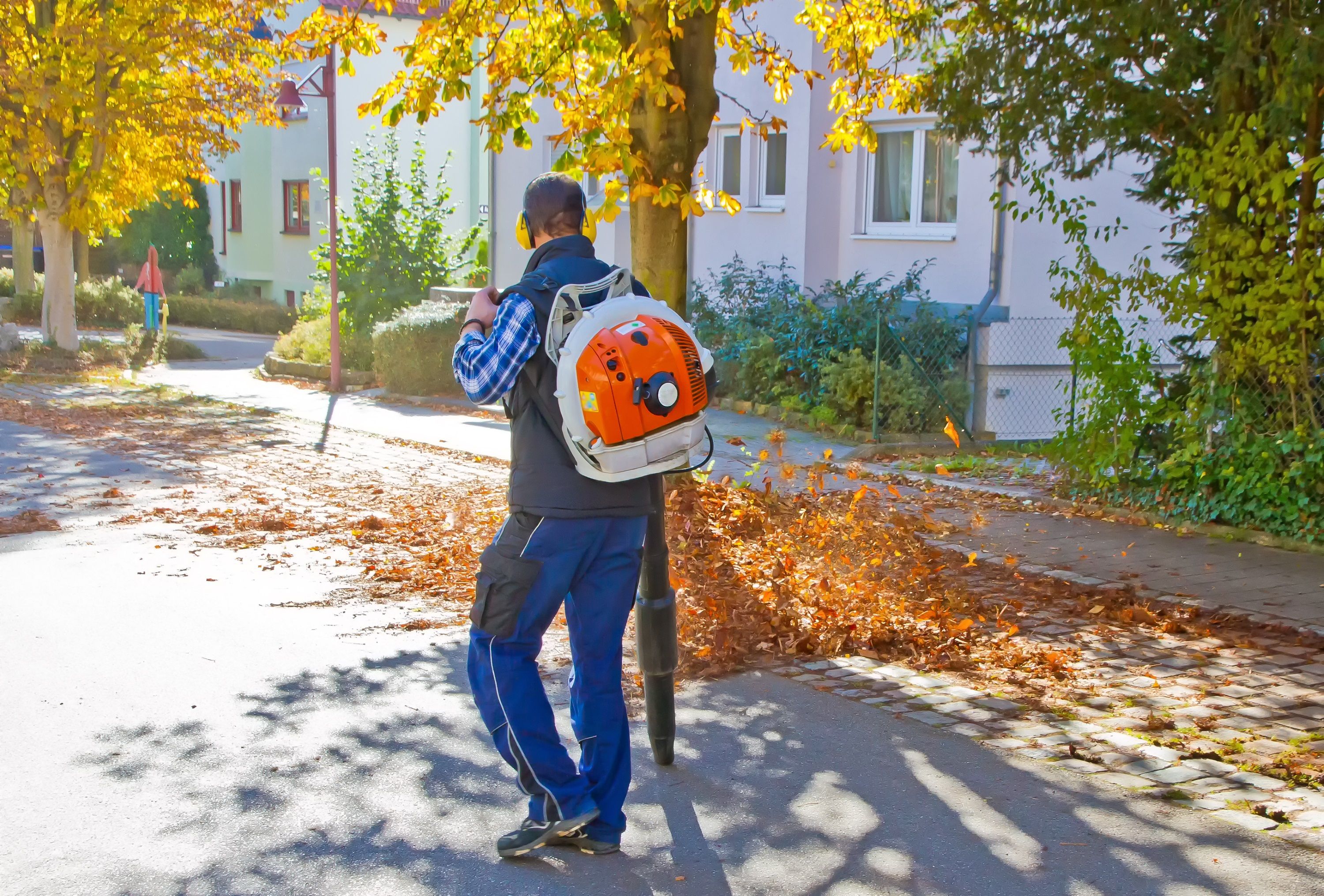 Man with a leafblower