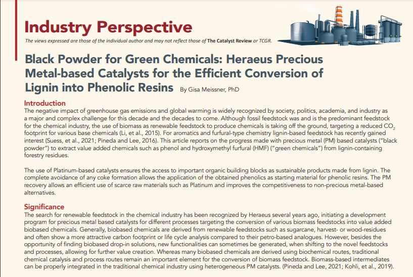 The Catalyst Review: Black Powder for Green Chemicals