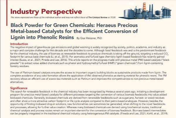The Catalyst Review: Black Powder for Green Chemicals